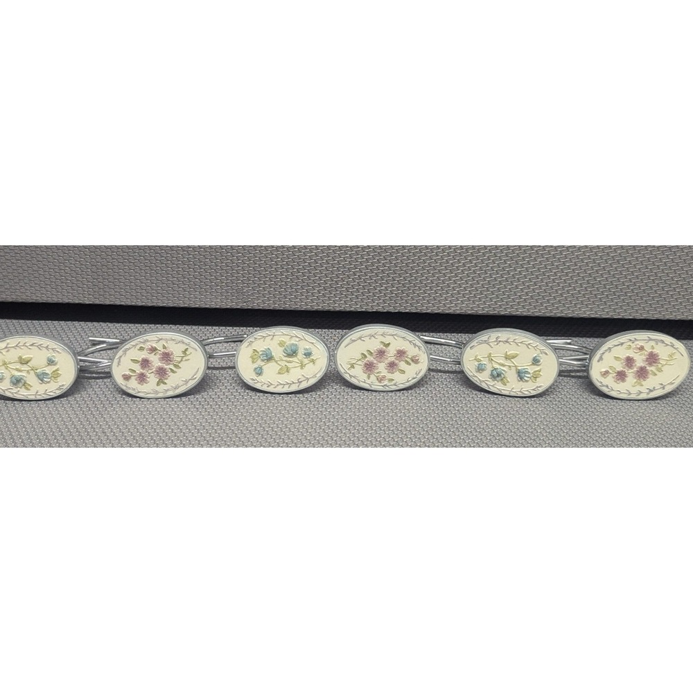 VTG Floral Shower Curtain Hooks Set of 6 Blue Purple Resin Cottagecore DaintyFem